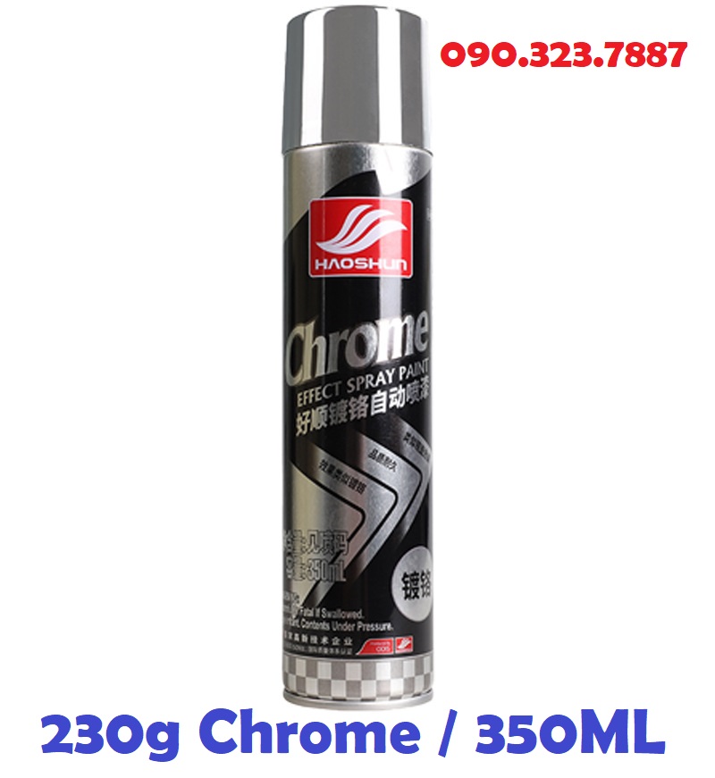 Sơn xịt mạ chrome haoshun h-1031 inox sáng bóng xe máy, ô tô 350ml