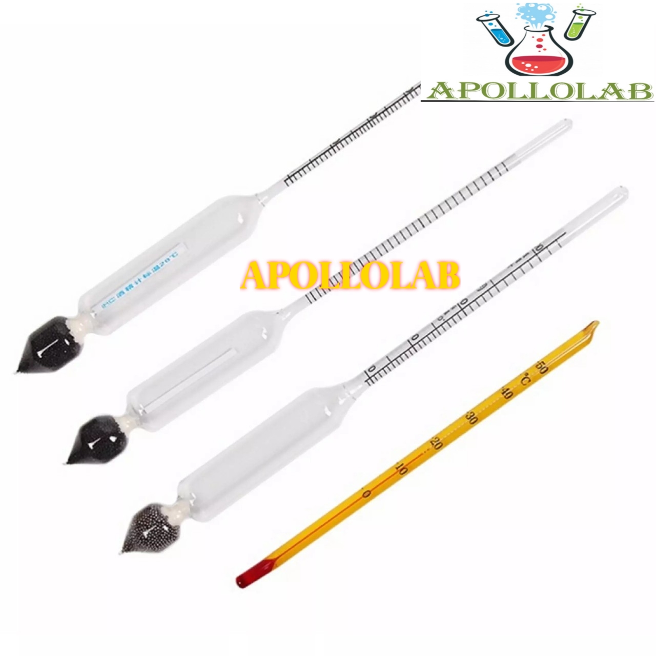 Bộ đo nồng độ cồn gồm 3 cồn kế và nhiệt kế