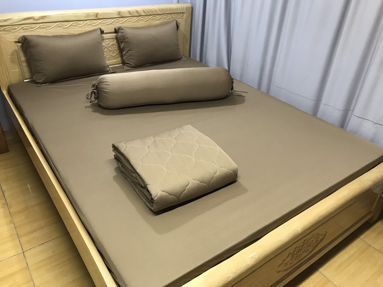Drap Lẻ Thun Lạnh Hàn Quốc Lan Phạm Bedding - Màu Nâu Tây