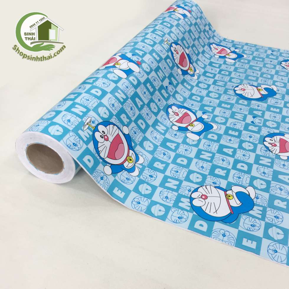 [HCM]Giấy dán tường doremon màu xanh [ 50cm x khổ 90cm ] có sẵn keo dán - bán theo mét đặt 1 lần được nửa mét cắt liền 1 tấm dài theo số lần đặt chứ không cắt rời từng tấm