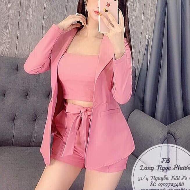 sét vest quần Short kèm áo ống cúp ngực