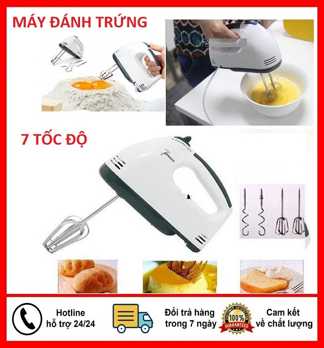 Máy đánh trứng cầm tay cao cấp công nghệ mới 7 cấp độ - Máy đánh trứng mini Masidi đa năng, nhào bột, trộn bột, đánh kem cao cấp, Máy đánh trứng giá rẻ, tiện dụng