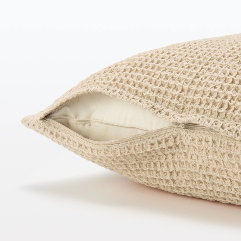 Muji Vỏ Gối Tựa Lưng Waffle - Be, S