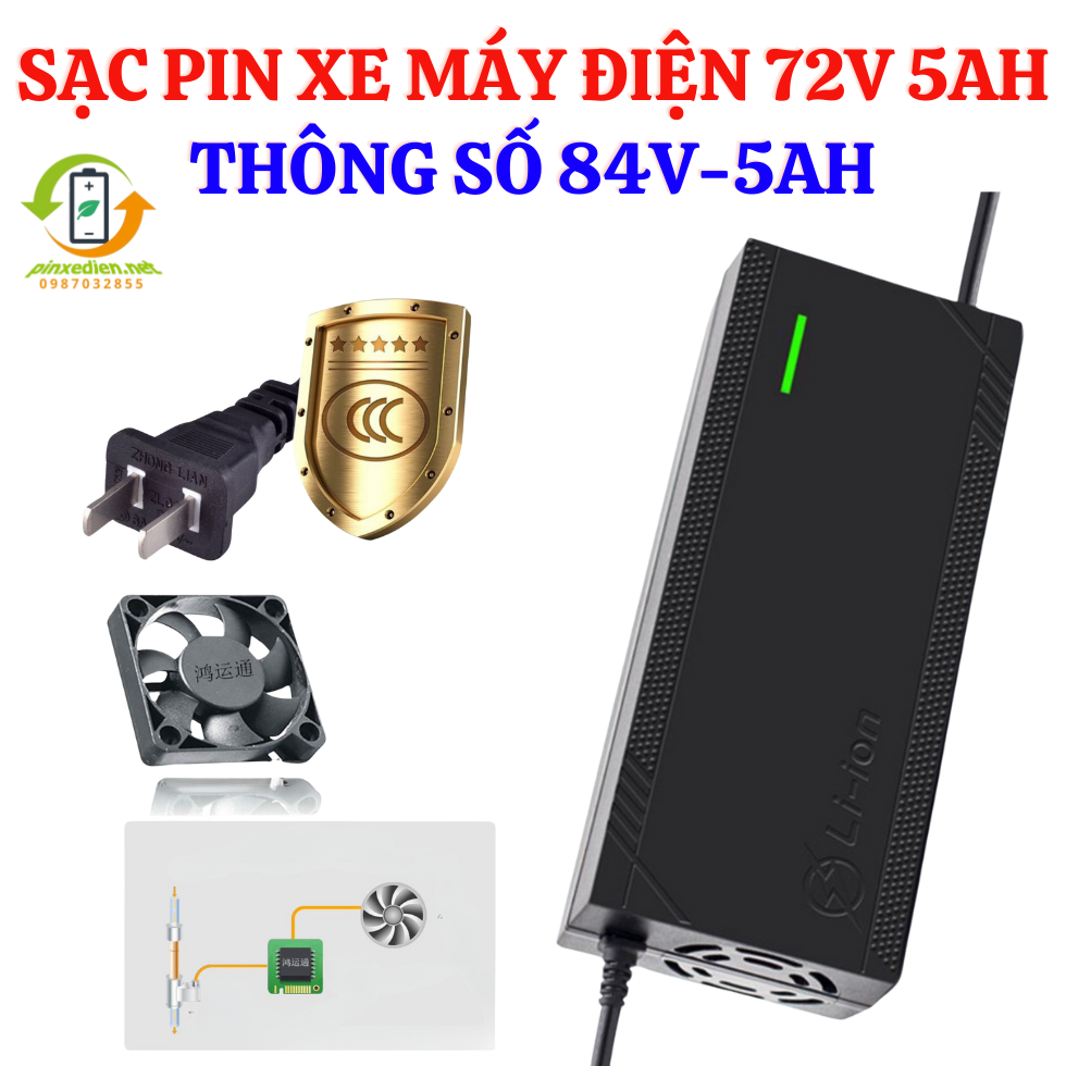 Sạc pin xe máy điện 60V 72V 5Ah( 71.4V-5Ah và 84V 5Ah)