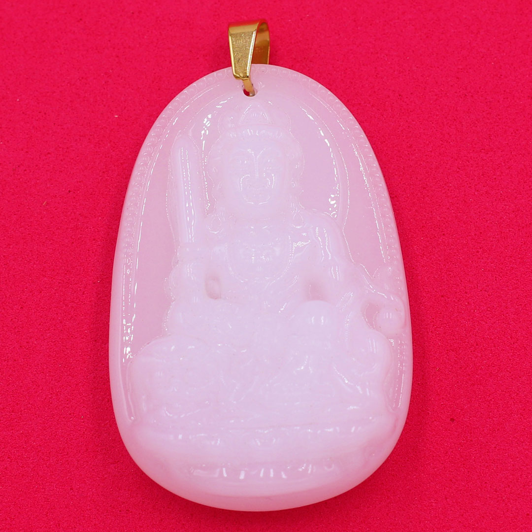 [HCM]Vòng cổ Văn Thù Bồ Tát đá thạch anh trắng 3.6cm