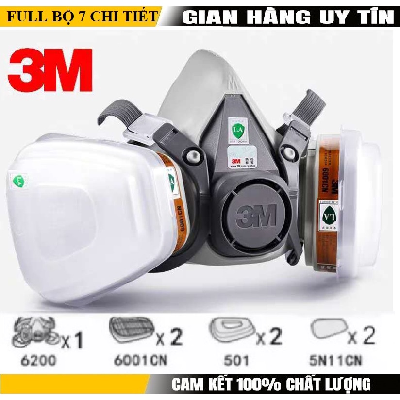 Bộ mặt nạ phòng độc 3M 6200 và phun thuốc sâu, phòng độc khói đám cháy chung cư, chống bụi mịn PM2.5