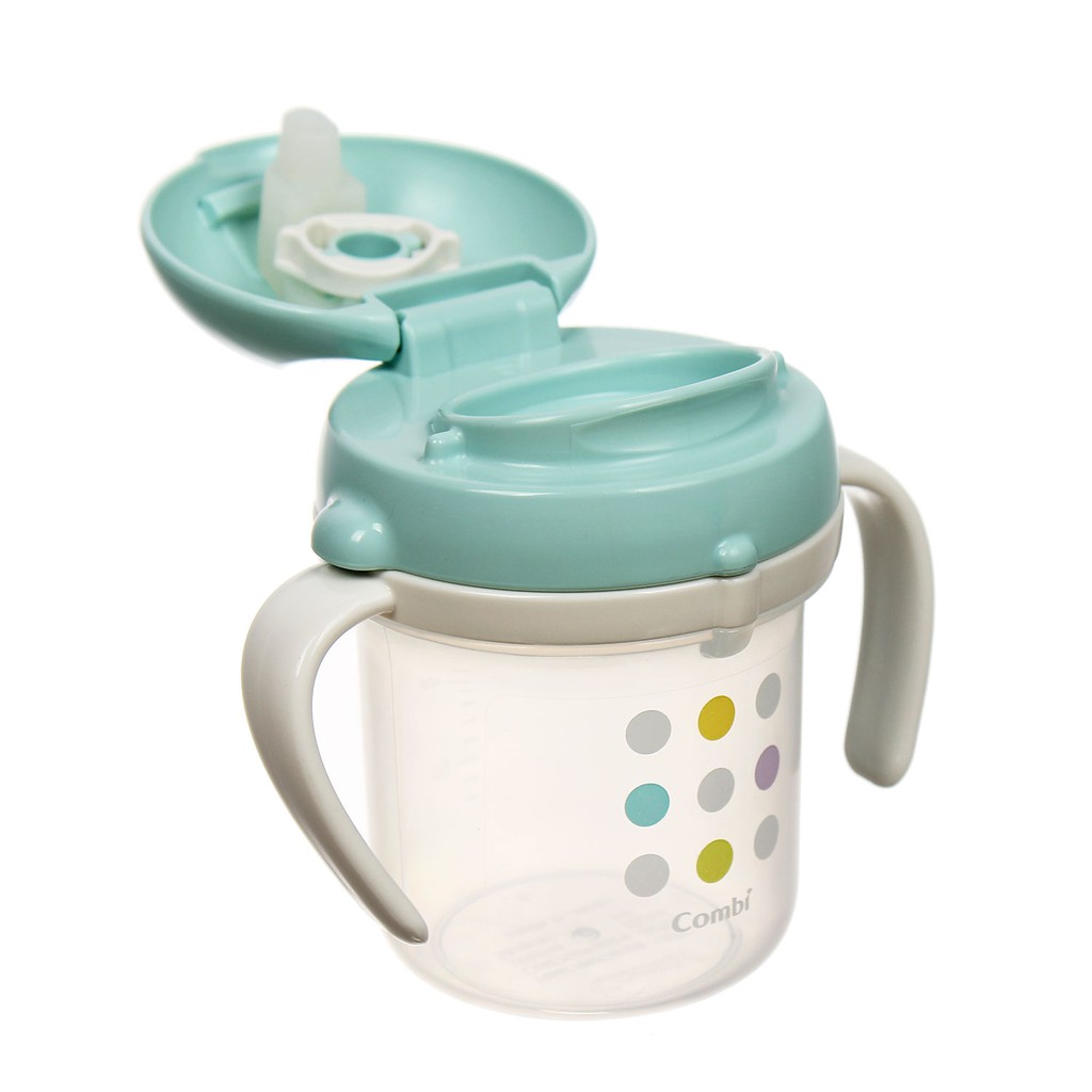 Bình tập uống nước chấm bi bước 3 Combi Mug (màu xanh ngọc)