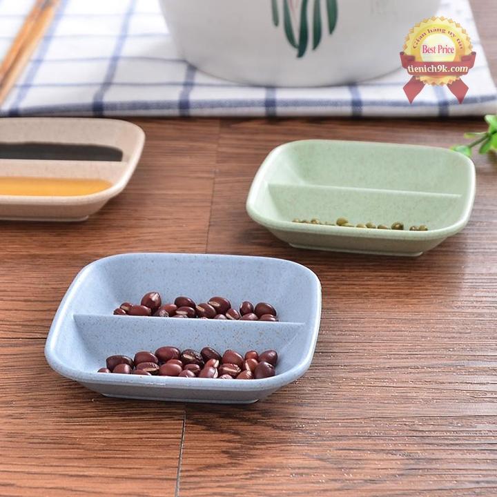 Combo 2 Đĩa đựng gia vị 2 ngăn bằng lúa mạch (bát nước chấm)