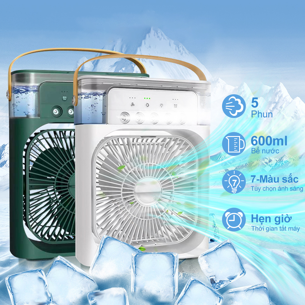 Quạt Điều Hoà Hơi Nước Mini, Quạt Hơi Nước Làm Mát Để Bàn 3 Chế Độ Gió Dung Tích Bình Chứa Nước 600ml Quạt Hơi Nước Tích Hợp Đèn Led quạt điều hòa quạt hơi nước quạt hơi nước làm lạnh quạt điều hoà hơi nước quạt máy máy lạnh mini cho phòng ngủ quạt phun
