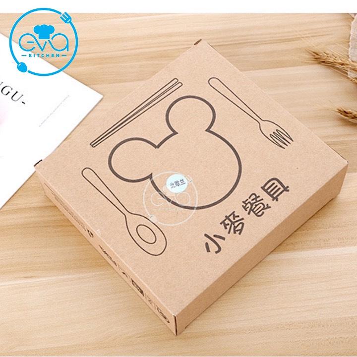 Bộ Chén Ăn Dặm Lúa Mạch Gồm Đũa Muỗng Nĩa Cho Bé