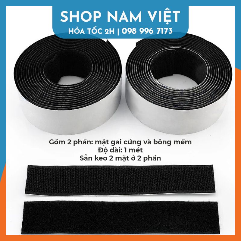 (Bán Lẻ 1 Mặt Gai Hoặc Bông) 1 Mét Velcro Kèm Keo 2 Mặt