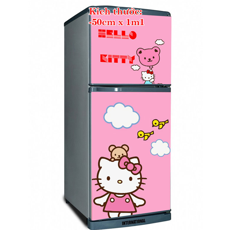 Tranh dán trang trí tủ lạnh mẫu Mèo Hello K I T T Y . Tranh độ bền cao không thấm nước. 100% thương hiệu mới chất lượng cao