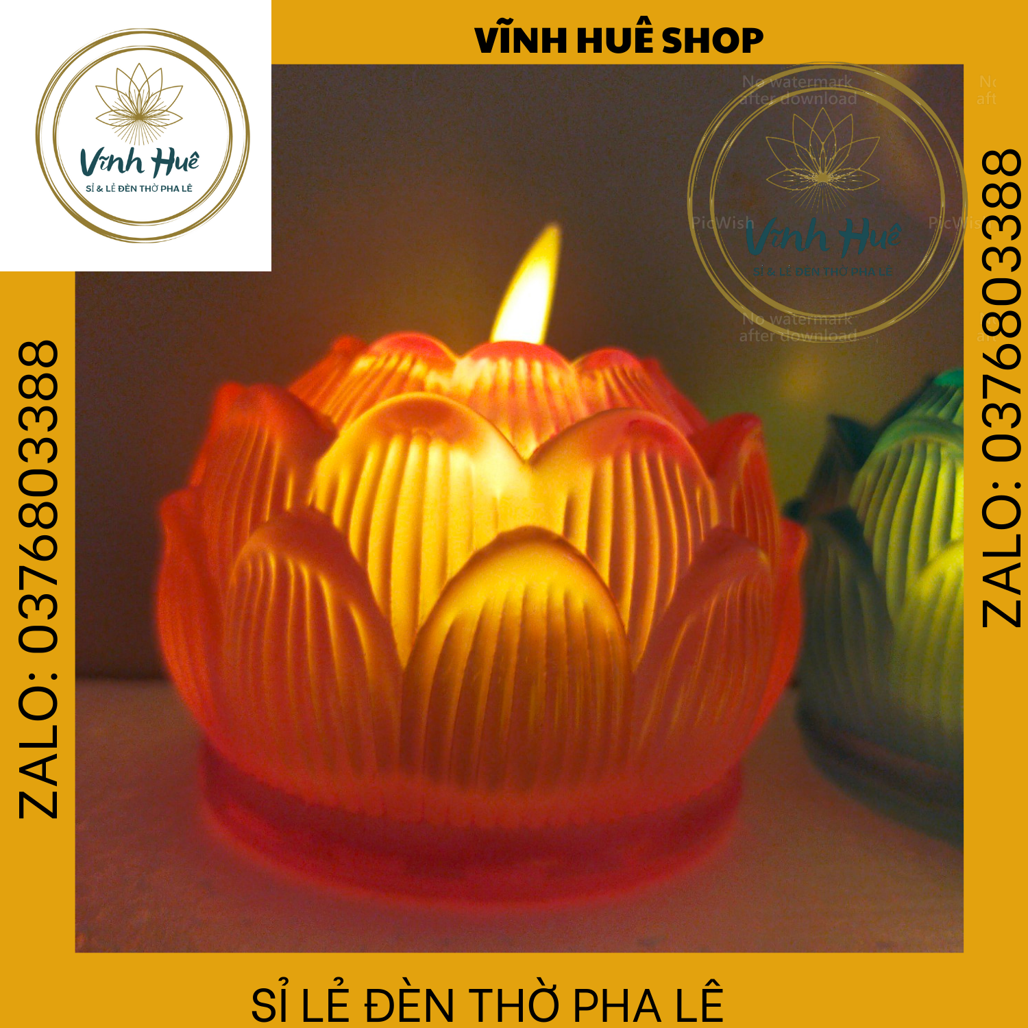 Nến pin, nến điện tử, hoa sen lưu ly 7cm