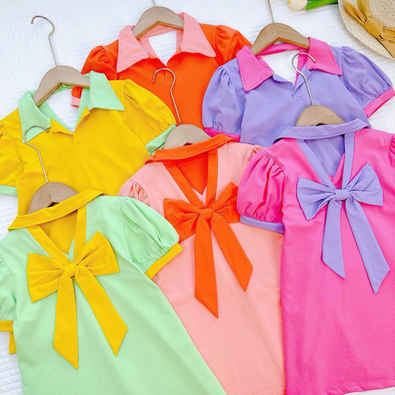 Đầm thun gấu dâu bé gái size 10-40kg