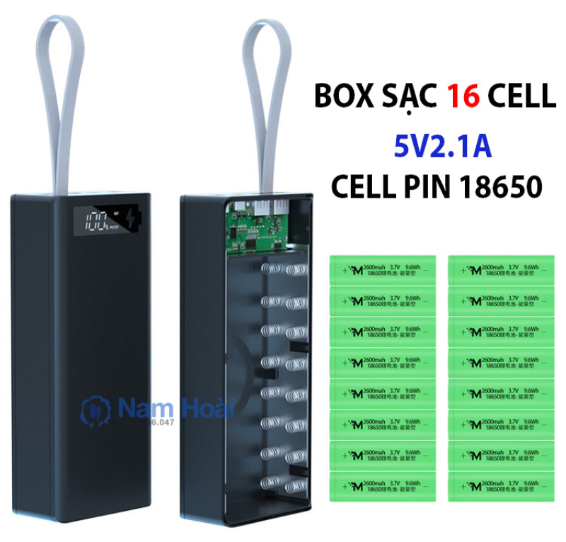 Box sạc dự phòng 16 cell 5V2.1A bản cao cấp chống ngược cực