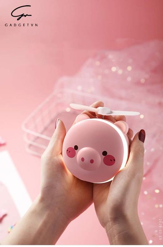 Gương mini cầm tay có đèn led kèm quạt