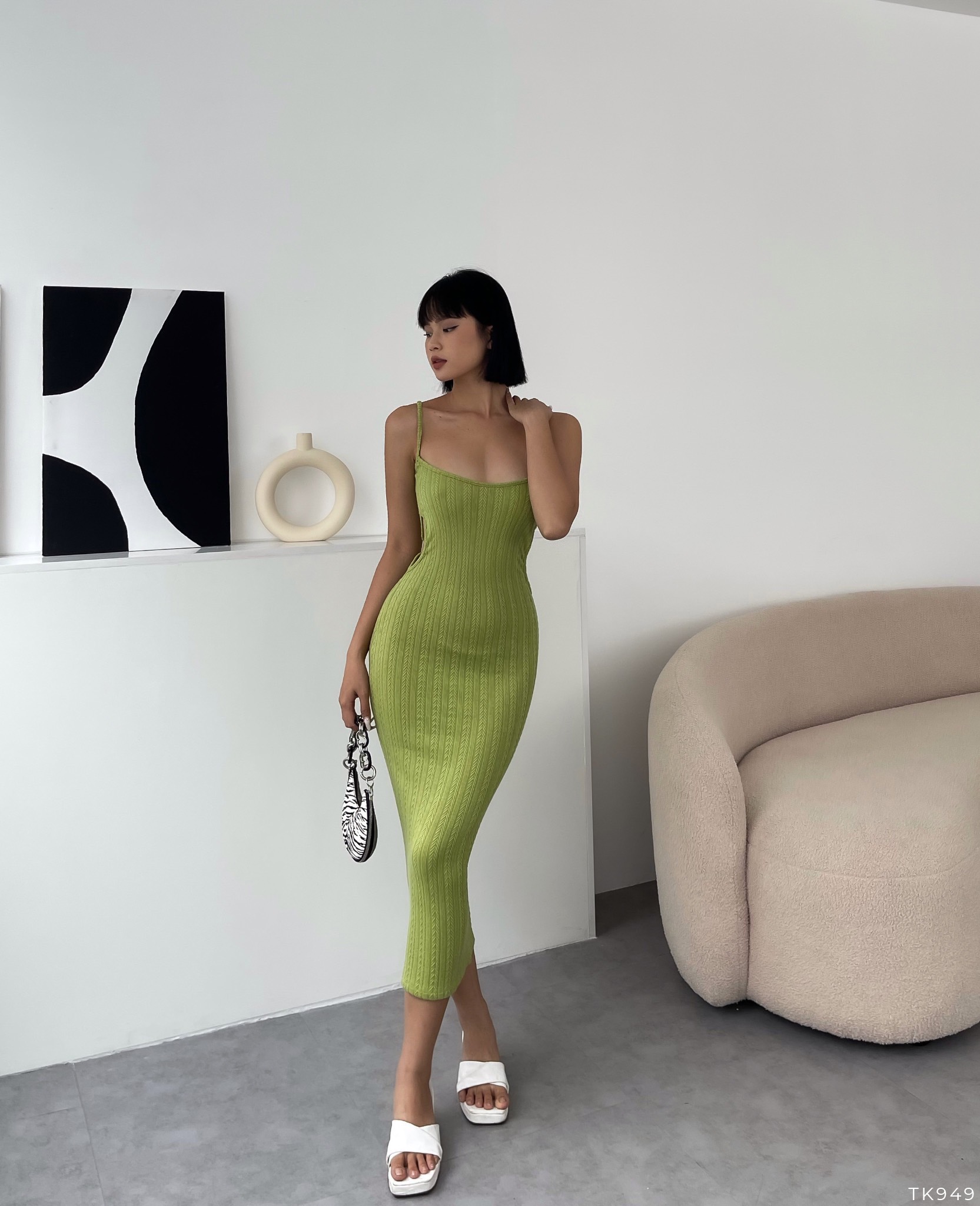 [Ảnh thật] Đầm thun body 2 dây cut out eo sexy