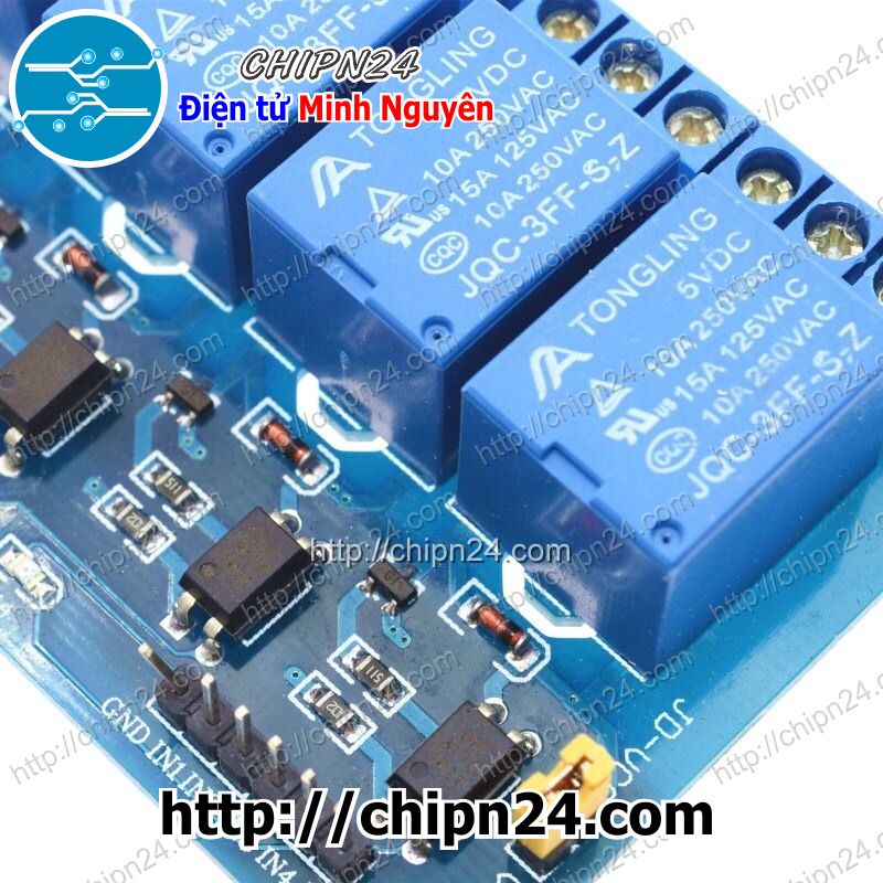 [1 cái] (A51) Module 4 Relay với Opto cách ly (kích thấp) (5VDC)