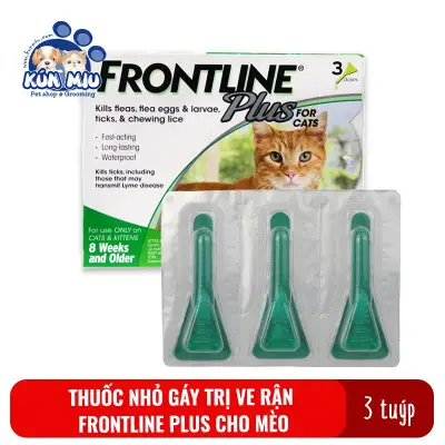 1 hộp (3 tuýp) Thuoc nhỏ gáy trị ve rận cho mèo Frontline Plus 0.5ml