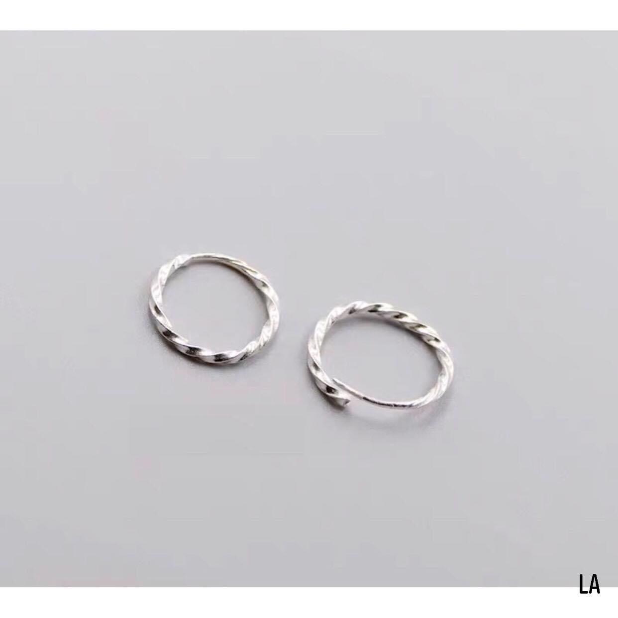 1 đôi Khuyên tròn trơn, dạng xoắn, bạc ta kiểu dáng basic