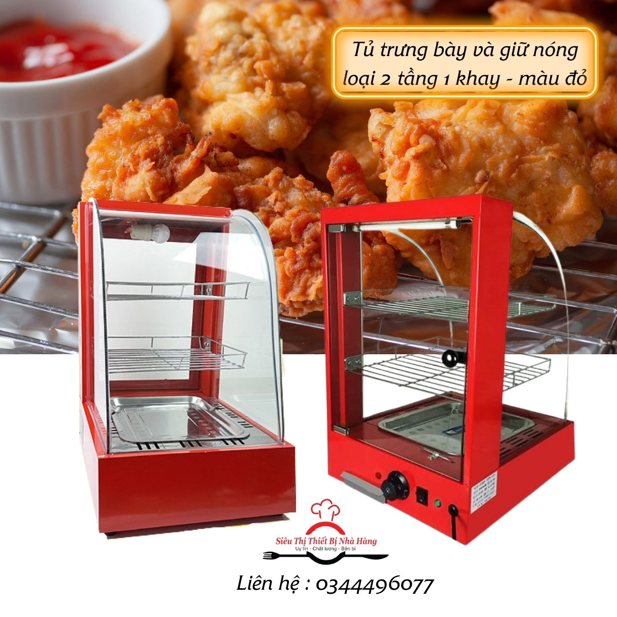 Tủ giữ nóng gà rán KFC loại 2 tầng 1 khay