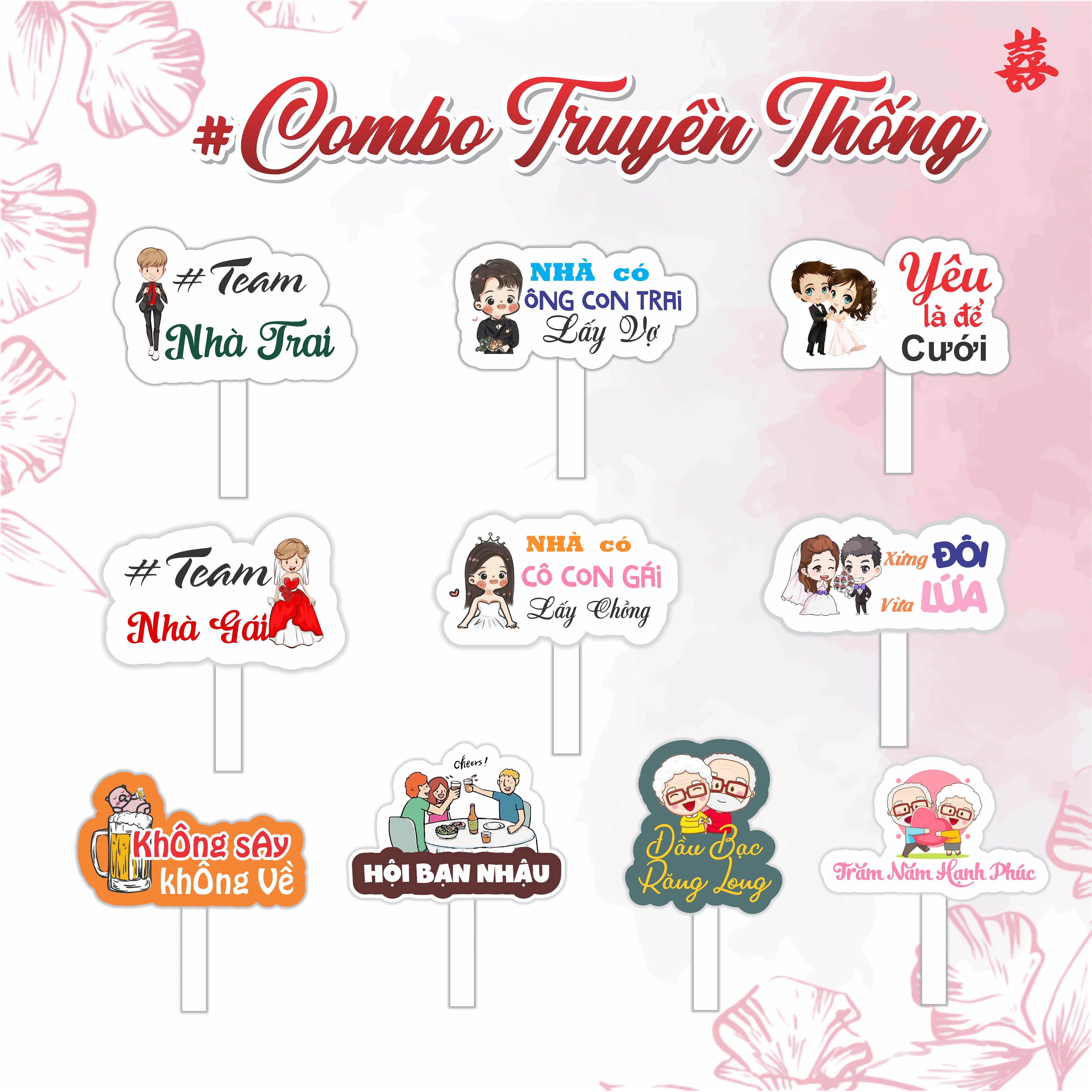 COMBO 10 Hashtag cầm tay đám cưới. 10 chiếc 1 Combo