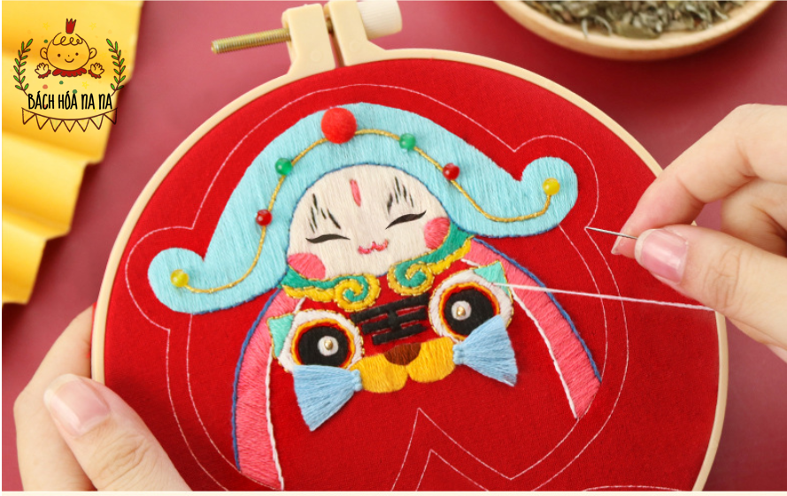 DIY BỘ KIT TỰ THÊU ĐẦU LÂN MẬP - THỎ NGỌC CẦU MAY LÀM MÓC KHOÁ TÚI THƠM TREO Ô TÔ VÀ QUÀ TẶNG - NANA SHOP HANDMADE