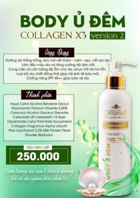 Combo Trắng Da Body Collagen X3