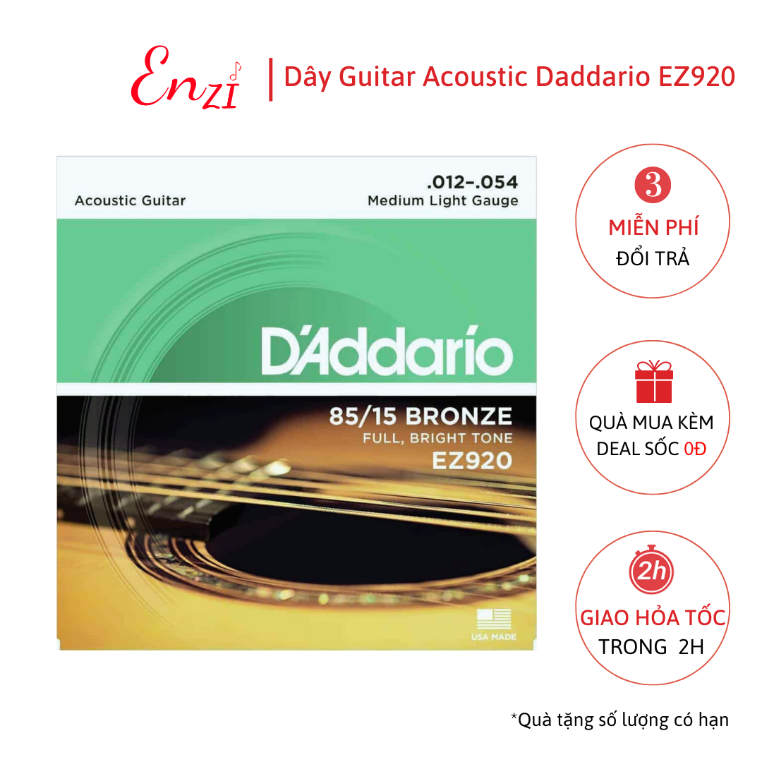 Dây đàn guitar acoustic d'addario ez900 ez910 ez920 exp26 ej13 dây guitar sắt chất lượng enzi