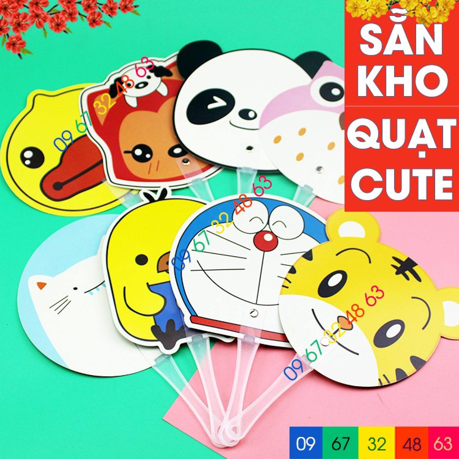 Quạt nhựa cầm tay kute nhiều hình yêu ơi là yêu