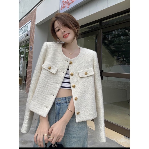 [Mã FATRENDW1 giảm đến 30k đơn 99k] Áo dạ tweed nữ 2 lớp dày dặn siêu hot 2022 MSP01