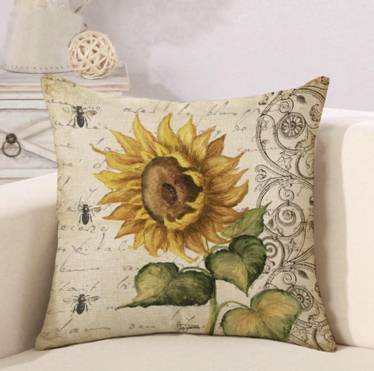 VỎ Gối tựa lưng gối sofa gối trang trí Hoa Hướng Dương vải bố dày dặn