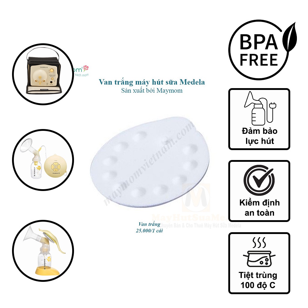 Van trắng Maymom dùng cho máy hút sữa Medela