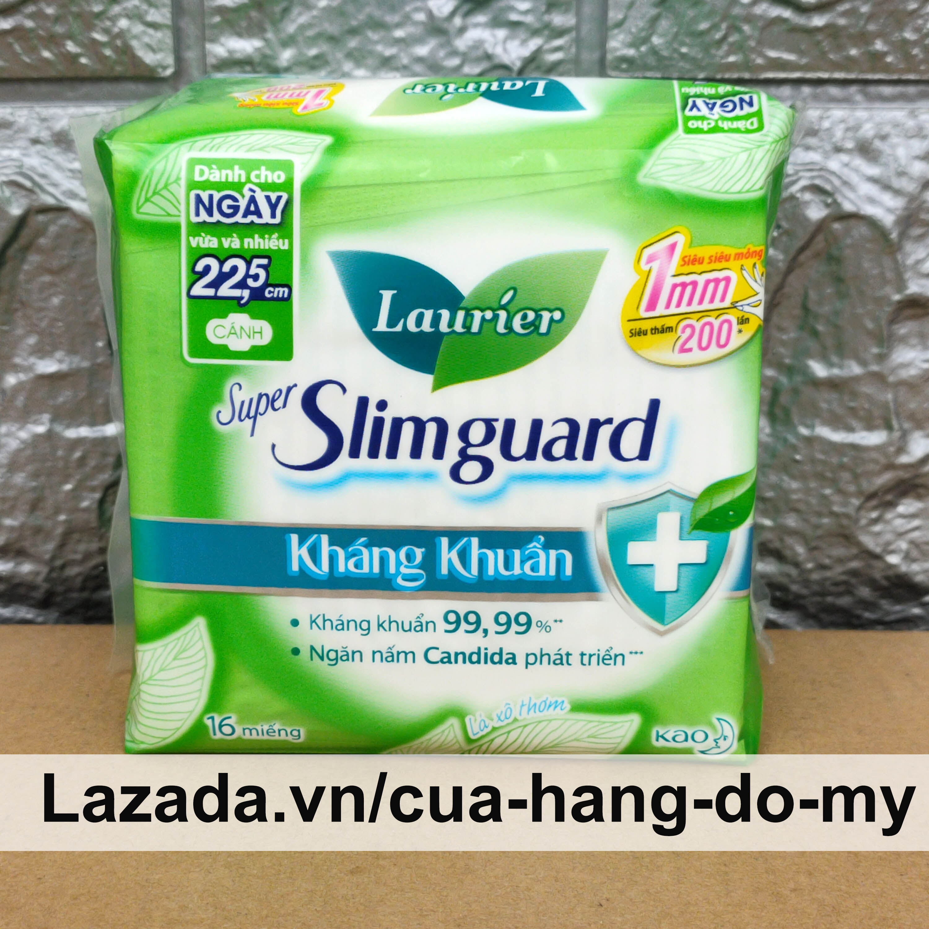 Băng Vệ Sinh LAURIER Siêu mỏng BẢO VỆ 1MM Super Slimguard kháng khuẩn 225cm có cánh gói 16 miếng dành cho ngày vừa và nhiều - Shop Hong1008
