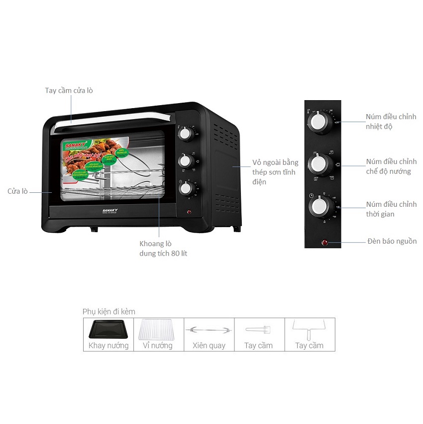 (CHỈ GIAO HCM) Lò nướng điện 120 lít Sanaky VH-129S2D (Đen)