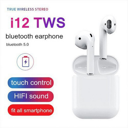 [Lấy mã miễn phí vận chuyển] Tai Nghe Bluetooth i12 TWS 5.0 - CẢM ỨNG CHẠM