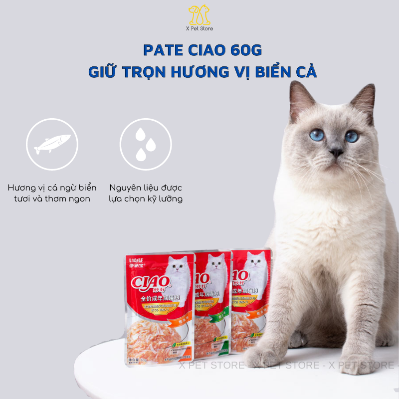 Pate Mèo, Pate Ciao 60g, Nhiều Vị