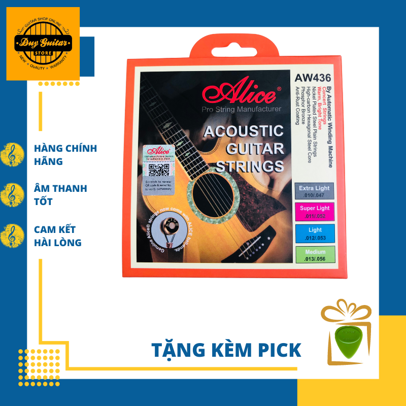 Bộ 6 dây đàn guitar acoustic Alice AW436 âm thanh tự nhiên và chân thật có độ bền cao dễ dàng sử dụng - Duy Guitar Store Phụ kiện đàn guitar giá tốt