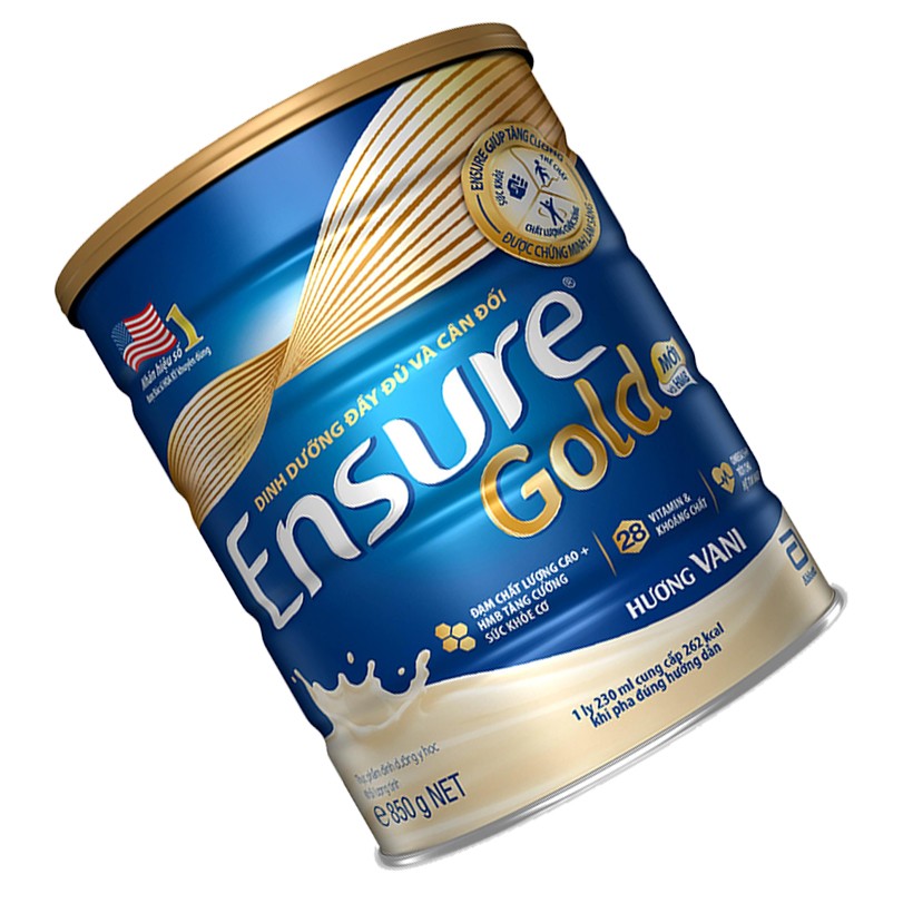 Sữa bột Abbott Ensure gold vani, ít ngọt, lúa mạch 850g