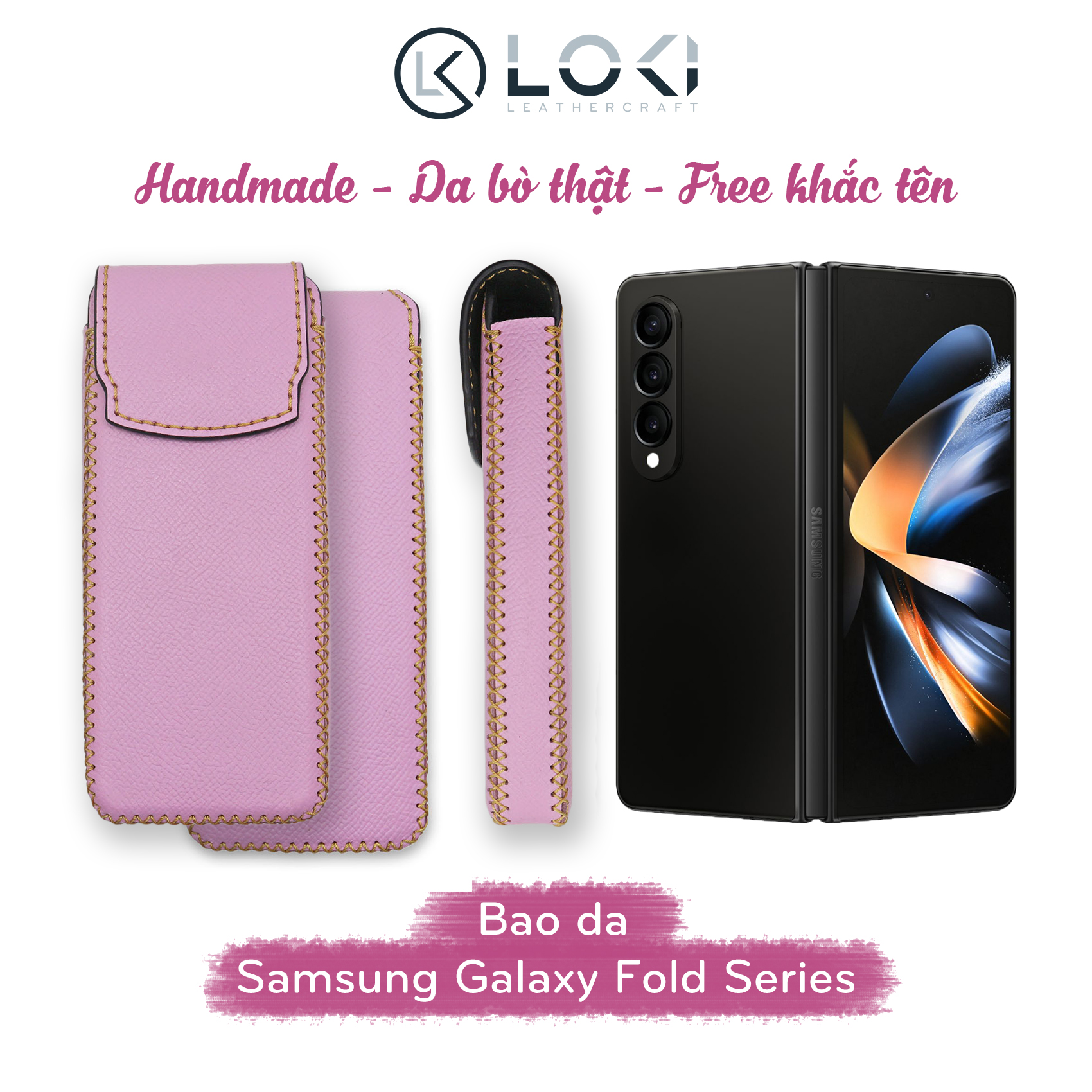 Bao da đựng máy gập Samsung Galaxy Fold  4 | 5 | 6 | 7 | Huawei | Honor | Oppo dạng đứng - Manory Leather