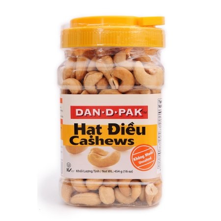 Hạt điều không muối dan d pak 454g