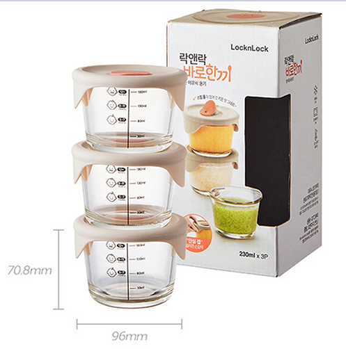 Bộ 3 Hộp Thủy Tinh Lock&Lock Dung Tích 230ml x3 LLG508S3