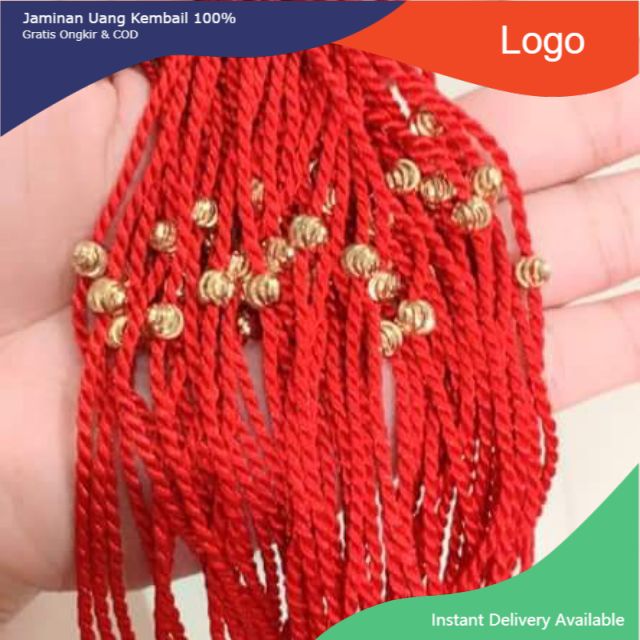 Vòng tay chỉ đỏ may mắn mix bi vàng xi 6 ly