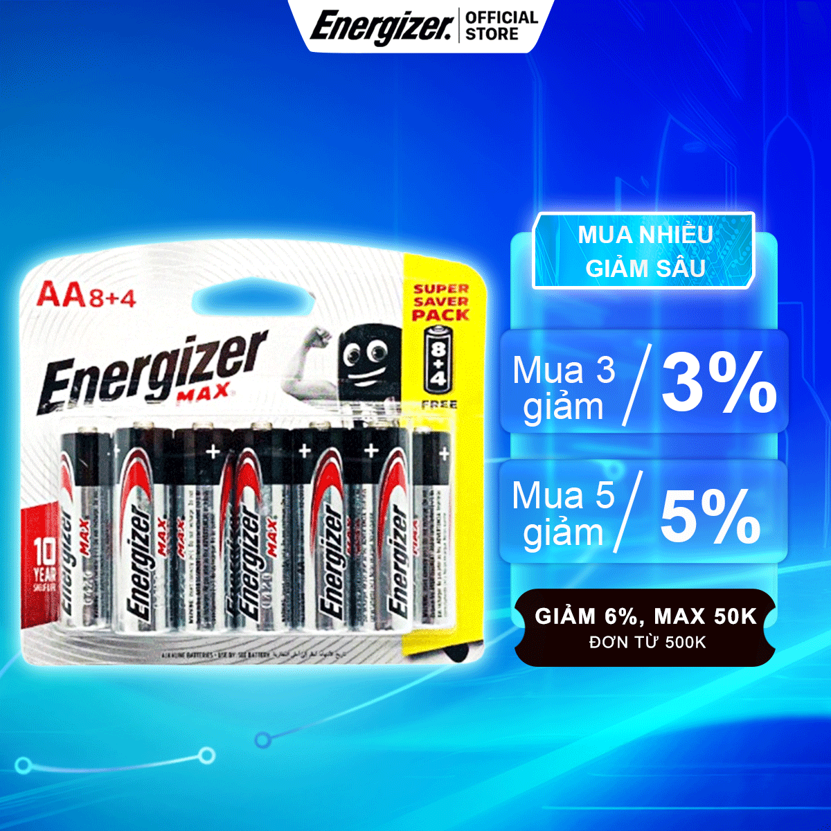 PIN AA ENERGIZER MAX E91 Siêu Bền - Hàng chính hãng