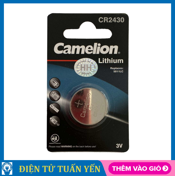 Pin nút áo CR2430 Camelion Lithium 3V (vỉ 1 viên) - Hàng chính hãng