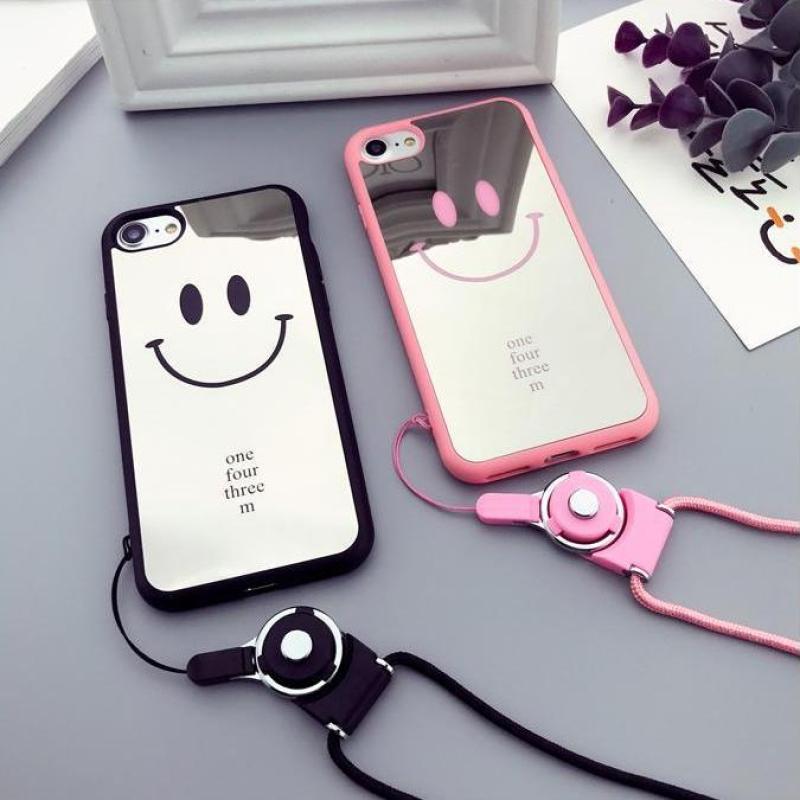 Giá Ốp tráng gương mặt cười cho iPhone 6 / 6s / 6Plus / 6sPlus / 7 / 7Plus / 8 / 8 / 8Plus / X / XS tặng kèm dây đeo