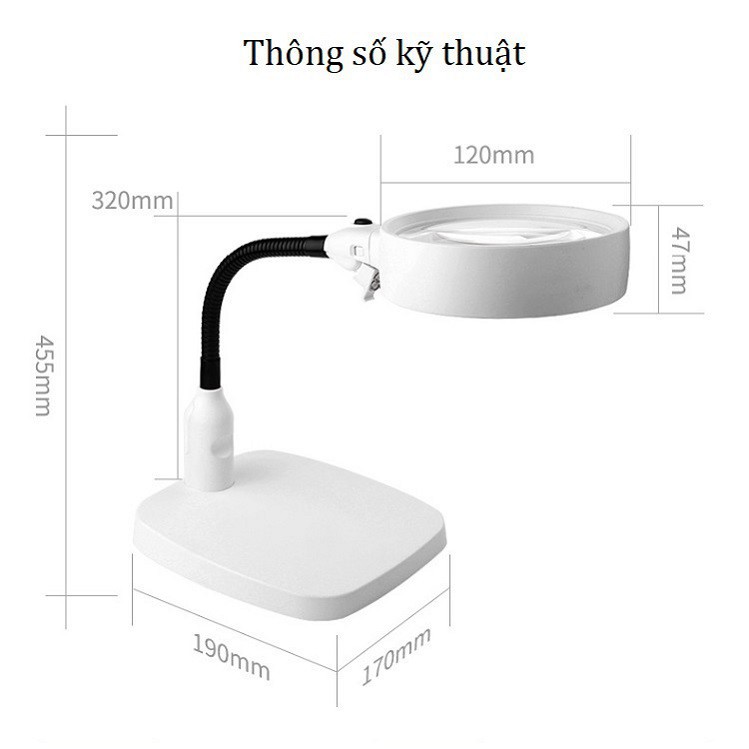 Kính lúp có đèn led để bàn K7764 ( Video thực tế )