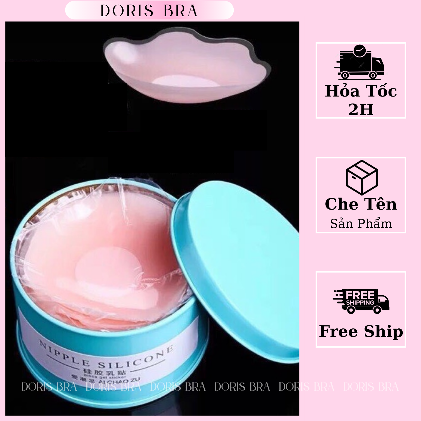 Hộp 10 Miếng dán ngực silicon dùng nhiều lần - Doris.Bra