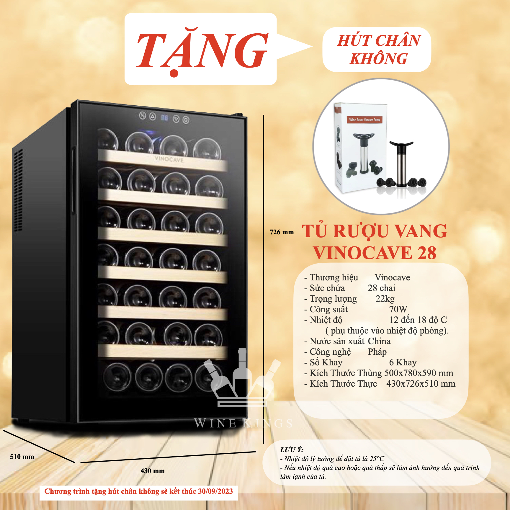 Tủ đựng rượu vang Vinocave nhập khẩu 28 chai