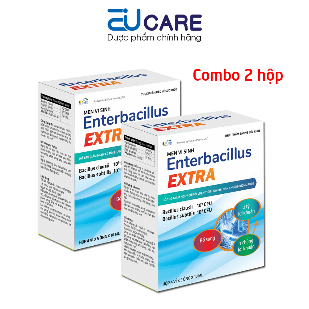 Combo 2 hộp Men vi sinh dạng ống Enterbacillus Extra bổ sung 2 tỷ lợi khuẩn